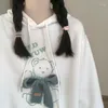 Kvinnors hoodies hoodie söt lös båge huvtröja kvinnors höst och vinter fleece förtjockad topp anime