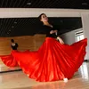 Stage Wear Donne di stile lungo Spettacolo di danza spagnola Gonna di flamenco Costumi Raso Poliestere di alta qualità 360-720 gradi