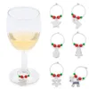 Décorations de Noël 6 pièces/ensemble année tasse anneau Table boîte-cadeau verre à vin breloques noël pendentifs décor en métal