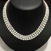 Choker 4-5mm Classic Natural Fresh Water Pearl Necklace 3 Layers Rice Fashion Women Jewelry Triangle