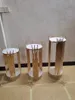 3 PCSの装飾セットPLINTH GOLD GOLD METAL PLINTHS WEDDING BACKDROP STAND COLUMMESCYLINDERSベビーシャワーパーティーメタルデザートテーブル柱Imake476