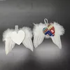 Christmas White Angel Wings Ornement suspension de plumes suspendues à la sublimation des pendentifs MDF vierges RRC197