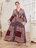 Plus -kl￤nningar Toleen Women Dress Ethnic Style Festival Outfits 2022 Summer Long Sleeve Elegant Evening Party Clothing With Belt