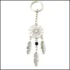 مفاتيح حبل الحبل sier-color dreamcatcher keychain key-feather leaf dreamnet catcher keyholder