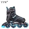 Patins à glace réglables en ligne, chaussures de Slalom, patins coulissants pour enfants garçons, bleu L 70mm 82A 4 roues L221014