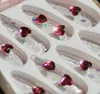 Valse nagels glitter hart kristal afgewerkte strass nail art jelly roze puntige transparante super lange nep -tips