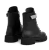 Combat Boots S Martin Boots de goma de goma de cuero negro Caity Crystals Caity Crystals de tobillo Booties Winter Fashion Brand