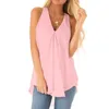 Kvinnors blusar plus storlek Chiffon Summer ärmlösa kvinnor blus fast färg röd vit v-hals topp lös casual sweetwear mode kvinnlig