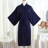 Indumenti da notte da uomo Sexy Blu Navy Lady Abbigliamento per la casa Cotone Kimono Accappatoio Abito Lungo Morbido Indumenti da notte Intimo Lingerie Novità Camicia da notte