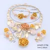 Bruiloft sieraden sets Nigeriaanse vrouw accessoires sieraden set goud vergulde bloemvormige oorbellen ketting armband ring Braziliaanse hoogwaardige geschenken 221026