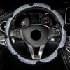 Steering Wheel Covers Universal Car Cover Wrap Volant 3 Colors Rhinestones Plush Woman Girl Lovely Fashion Braid On The Steering-wheel