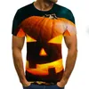 Męskie koszulki 2022 Duch T-shirt dynia Lantern Top Halloween Mężczyźni / Kobiety Krótkie rękawie Summer Fashion Streetwear 3D Casual