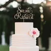 Fournitures de fête Personnalisé Rustique Couple Nom En Bois Gâteau Topper Personnalisé Mariée Et Le Marié Toppers Pour La Décoration D'anniversaire De Mariage