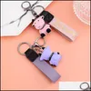 Keychains Lanyards Creative Resin Animal Cow Keychains Personality Cartoon Cute Car Key Chain Ring Bag Pendant 5 Stlyes Drop Deliv Dhjfm