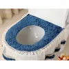 Siège de toilette couvre 3 pièces ensemble de couverture élégant couvercle de réservoir en dentelle tapis décoration de la maison