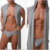 Men's Sleepwear Men's Drop 2023 Sell Silky Men's Robes Comfortable Casual Bathrobes Sleeveless Viscose Hooded Robe Homewear