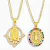 Virgin Mary kolye kadınlar için 18K altın kaplama buzlu bağlantı zinciri kolyeler bakır kübik zirkonya zirkon cz kolye moda erkek dini Katolik takı hediyeleri