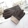 Gants de cyclisme Nouveaux gants en peau de cerf pour hommes en cuir extérieur cousu rayé rétro moto équitation conduite automne et hiver doublure tricotée en laine L221024