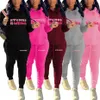 2022 Women Designer Hoodies Two Piece Set Tracksuits Long Sleeve Hooded Sweatshirt Pants Outfits Jogging Sport Suit Fashion Letter Print Sportswear K10562