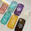 Heart Shape Kickstand Clear Slim Phone Cases Flexible Ultra Thin Shockproof Bling Soft Silicone Protective Back Cover for Iphone 14 13 12 11 Pro Max XR XS Max 8 7 6S Plus
