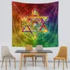 Gobelänger Merkabah och livets blomma med Metatron S Cube Hem Färgglad hängande sovsal Väggkonst Yogamatta Tapiz