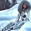 Skipakken Nieuwe Glanzend Zilver Goud Een Stuk Skipak Vrouwen Winter Winddicht Skiën Jumpsuit Snowboarden Pak Vrouwelijke Sneeuw Kostuums L221008