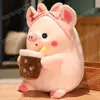 30/40 CM Kawaii Cartoon Maiale Peluche Ripiene Animale Maiale Tenendo Bolla Tazza Cuscino Bambole Fantastico Regalo per il bambino