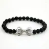 Strand Bppccr Volcanic Lava Stone 6mm White Beads 8mm Micro Pave Inlay Black Cz Eagle Claw Stretch Men Women Lucky Armband