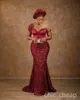 Arabisch Aso Ebi Bourgundy Mermaid Prom Dresses Lace kralen avond formeel feest tweede receptie verjaardag verlovingsjurken jurk zj600