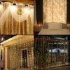 Corde 3x1/3x1.5/3x2/3x3m 3x4m 3x5m LED Ghiacciolo Luci per tende Ghirlande Natale Natale Fata Vacanza Festa Decorazione di nozze