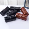 Titta p￥ l￥dor Cylinder Travel Portable Storage Box Leather Jewelry Organizer Display Stand Gift Case Hasp Vintge Carrying