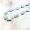 Braccialetti a maglie Lii Ji Pietra naturale unica Blu Larimar Pepita Forma Filo lavorato a mano Bracciale alla moda Bel regalo per le donne