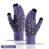 Gants de ski femmes hiver chaud gants en tricot en plein air version coréenne léopard jacquard réchauffeurs écran tactile gants tricotés L221017