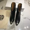 كلاسيكي Isabel Boots Marant Lamsy Black أصلي من الجلد الحقيقي أحذية الكاحل المعدنية على الطراز الغربي