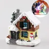 Christmas Decorations Lighting Up DIY Figurine Tiny Resin House Village For Home Bar Shop Xmas Party Decoration Gift