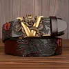 Domineering v Men Leather Belt Dragon Double Dragon يلعب الخرز التلقائي بوكلي بوكيل المصمم For193R