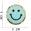 Notions Toppe autoadesive Smile Face Preppy Glitter Ciniglia Lettera Iron on Patch per Zaini Cappello Abbigliamento Cucire Regalo fai da te Decalcomanie dorate