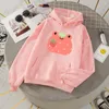 Women's Hoodies Winter Autumn Thick Loose Harajuku Hoodie Women Strawberry Frog Sweatshirt Sweat Animal Cartoon Hooded Jacket Tops