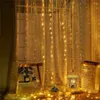 Strings 8 Modi Solar Curtain Light 3MX3M 300 LED Fairy Lights Christmas String voor bruiloftsfeestje thuis slaapkamer indoor decoratie