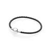 Black Braided Leather Charm Bracelet Men Women Round Clip Clasps Chain Bracelets Pulseras Male Female Jewelry E Type