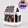 Christmas Decorations Lighting Up DIY Figurine Tiny Resin House Village For Home Bar Shop Xmas Party Decoration Gift