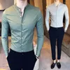 Casual shirts voor heren heren 2022 Heren Spring boetiek Men Katoen vaste kleur kraag lange mouwen high-end recreatie stands