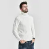 Pulls pour hommes pull à col haut hommes pull à col roulé tricoté vêtements de mode couleur unie pulls chauds blanc pur