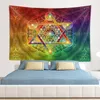 Wandtapijten Merkabah en bloem van het leven met Metatron S Cube Home Kleurrijke hangende slaapzaal Wall Art Yoga Mat Tapiz