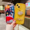 3D DIY Creative Special Gift Present Telefoon hoes Bling Rhinestone Lovely Swan Silicone Protective Cover met riem voor iPhone 14 13 12 11 Pro Max XR XS Max 8 7 6s Plus