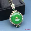 Pendant Necklaces 95 Silver Gold-plated Inlaid Natural Agate High Green Chalcedony Emerald Buckle Women's