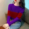 Frauen Pullover Mode Oansatz Alle-spiel Gespleißt Gestrickte Koreanische Kleidung 2022 Herbst Neue Lose Beiläufige Pullover Pendeln Tops G221018