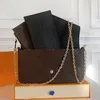 Drie-in-een bedrukte ketting Hoogwaardige klassieke modestijl Schaakbord Canvas Portemonnee Kaarttas Populaire okselschoudertassen