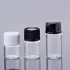 Bouteille d'échantillon en verre transparent vide cosmétique E liquide huile essentielle Mini conteneur d'échantillon 1 ml 2 ml 3 ml 5 ml avec bouchon blanc noir