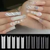 False Nails XXL Extra Long Nail Tips Half Cover Clear/Natural Press On Acrylic Salon Supply Artificial Manicure Tools Fake